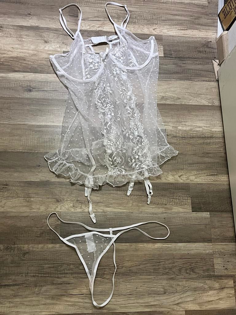 Nachthemd met string - Wit - 4XL/5XL, Ophalen, Wit, Nachtkleding