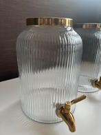 2 Glazen Sap/Water Dispensers met Tap - Feestelijk!, Ophalen of Verzenden, Zo goed als nieuw