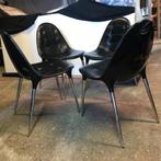 4 Cassina 245 Caprice stoelen stoel chair design zwart leer, Huis en Inrichting, Stoelen, Ophalen, Gebruikt, Zwart, Leer