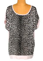 Repeat topje, viscose top, roze/leopard, Mt. S / M, Verzenden, Zo goed als nieuw, Zonder mouw, Maat 38/40 (M)