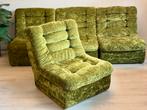 Vintage groen fluwelen elementen loungebank 1970, Ophalen, Onbekend, Zo goed als nieuw, Vintage seventies soaceage