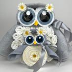 Luiertaart uil Luieruil jongen meisje grijs, Ophalen of Verzenden, Nieuw, Kraamcadeau