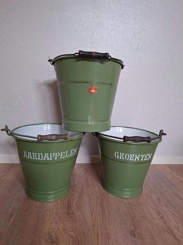 Reseda groen emaille emmers sticker / aardappelen / groenten beschikbaar voor biedingen