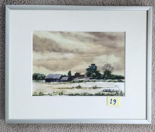 Aquarel "Vroege sneeuwval" door H.J. Plettenburg, Antiek en Kunst, Kunst | Schilderijen | Klassiek, Ophalen of Verzenden