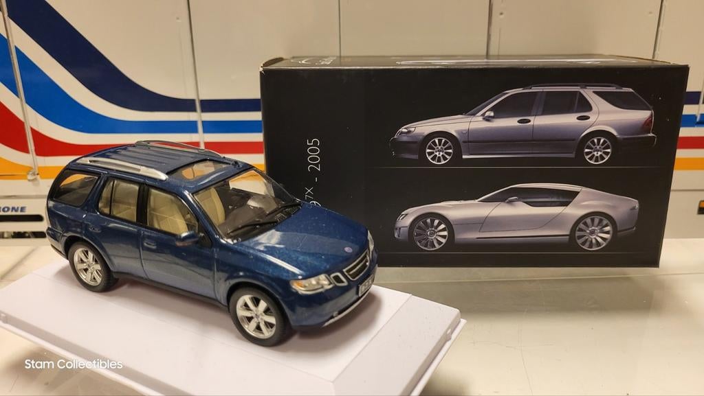 Atlas Saab 97x Aero Blue Metallic Museum Edition - 2005, Hobby en Vrije tijd, Modelauto's | 1:43, Overige merken, Auto, Ophalen of Verzenden
