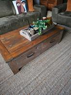 Teak salontafel 130x70x45 cm, Ophalen, 100 tot 150 cm, 50 tot 100 cm, Minder dan 50 cm