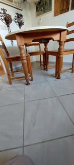 Grenen Eetkamertafel + 4 Stoelen - Uitschuifbaar, Huis en Inrichting, Ophalen, Gebruikt, Rond, Vijf personen of meer