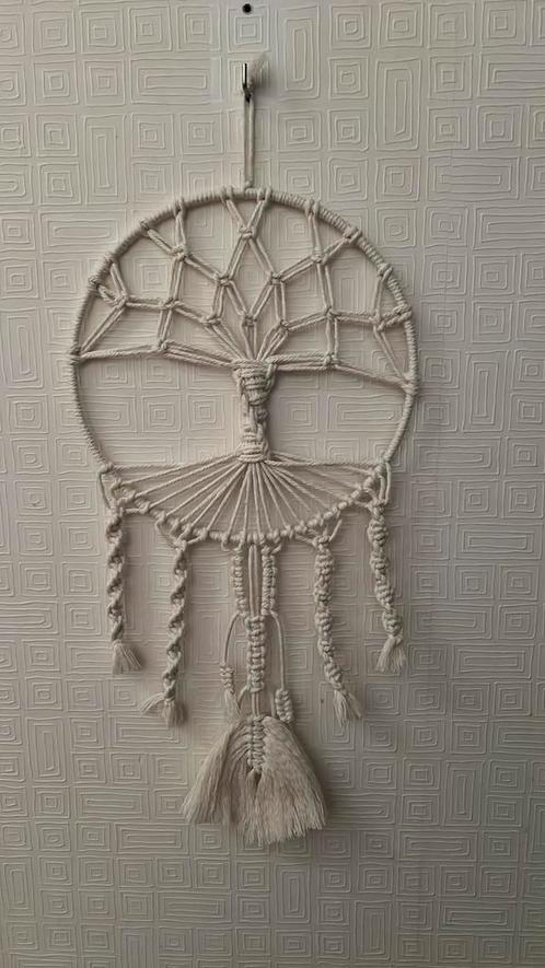 Macrame dromenvanger, creme tree of life, 25 cm diameter, Huis en Inrichting, Woonaccessoires | Wanddecoraties, Nieuw, Ophalen of Verzenden