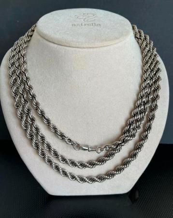 Hele lange dikke zilveren (800) koordketting, 147 cm beschikbaar voor biedingen
