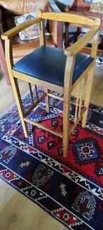 Amsterdamse school kruk / kappers stoel met blauw leer, Antiek en Kunst, Ophalen