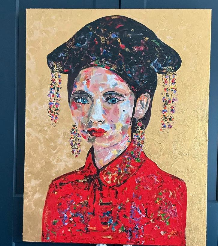 Vrouw in kunst ~ Geisha ~ atelier, Huis en Inrichting, Woonaccessoires | Schilderijen, Tekeningen en Foto's, Nieuw, Schilderij