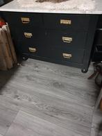 Zwarte commode met marmeren blad, Ophalen of Verzenden, Gebruikt, Vintage