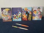 4 Disney wenskaarten, 1 pen, 1 potlood zie foto, Verzenden