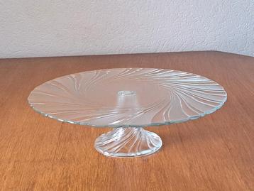 Groot taartplateau/decoratieschaal op voet - glas - 35,5 cm beschikbaar voor biedingen