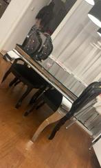 Eric Kuster hoogglans eettafel en stoelen set. Chrome poten., Ophalen of Verzenden, Gebruikt, 4 tot 6 stoelen