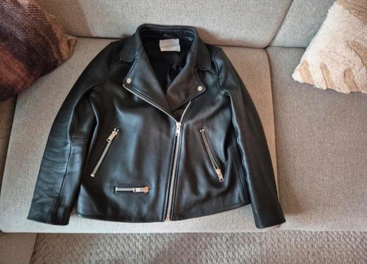 Samsoe Samsoe leren jas maat XS/ S, Sieraden, Tassen en Uiterlijk, Tassen | Schoudertassen, Zo goed als nieuw, Zwart, Ophalen of Verzenden