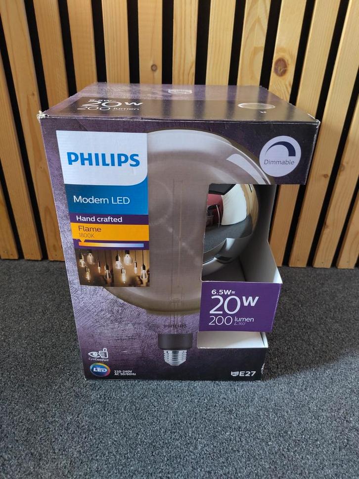 Philips Modern LED Flame Lamp E27 - Dimbare Sfeer, Huis en Inrichting, Lampen | Hanglampen, Nieuw, Minder dan 50 cm, Glas, Ophalen of Verzenden