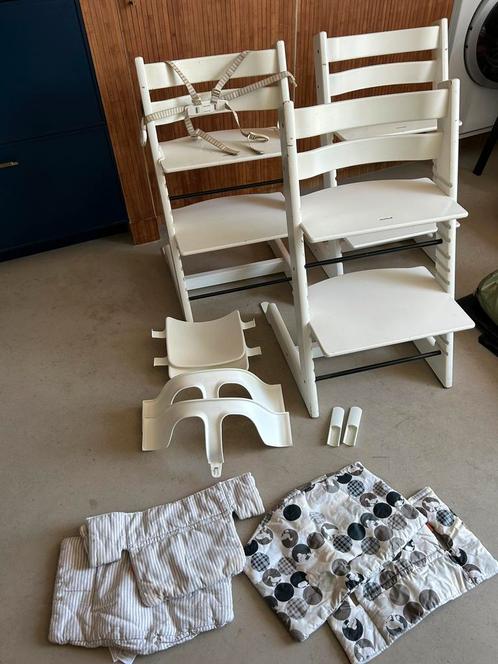 3x stokke tripp trapp kinderstoel wit, Kinderen en Baby's, Kinderstoelen, Gebruikt, Meegroeistoel, Ophalen