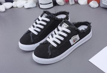 Zwarte lage denim dames sneakers schoenen blote enkel beschikbaar voor biedingen