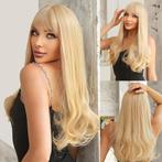 Pruik lang ginger goudblond haar met rechte pony, Verzenden, Nieuw, Pruik of Haarverlenging