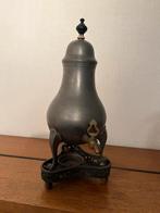 Antieke tinnen kraantjeskan met voet, Ophalen of Verzenden