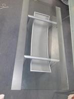 Glazen Eethoek- & Salontafel met RVS poten, Huis en Inrichting, Tafels | Sidetables, Ophalen, Gebruikt, Glas, 150 tot 200 cm