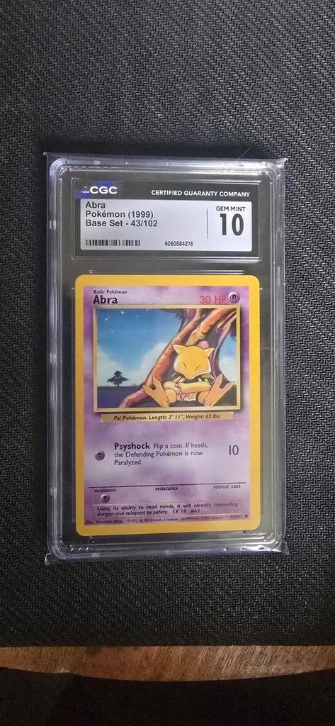 Abra Pokemon Base Set - CGC 10, Hobby en Vrije tijd, Verzamelkaartspellen | Pokémon, Zo goed als nieuw, Losse kaart, Ophalen of Verzenden