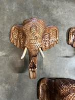 Olifantenkop van hout, handgesneden olifanten, Huis en Inrichting, Nieuw, Ophalen