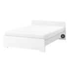 Ikea bed Askvoll 140 x 200cm, 140 cm, Wit, Zo goed als nieuw, Hout