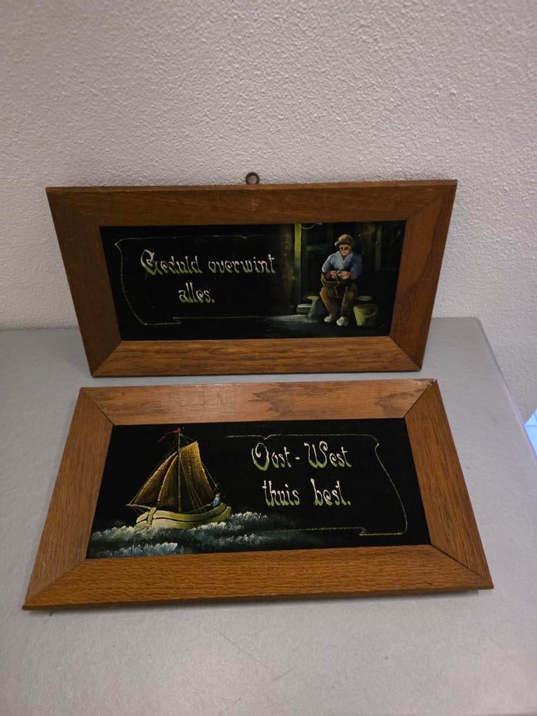 Vintage Wanddecoratie met Spreuken, Antiek en Kunst, Ophalen of Verzenden