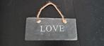 Leisteen bordje aan touw love liefde, Ophalen of Verzenden, Zo goed als nieuw