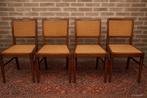 4 vintage stoelen rotan - nieuw gecaneerd!, Ophalen of Verzenden