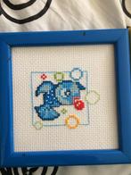 klein geborduurd schilderijtje vis voor kinderkamer, Ophalen of Verzenden, Gebruikt, Wanddecoratie