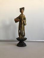 Vintage resin standbeeld sculptuur vrouw met vis, Ophalen of Verzenden