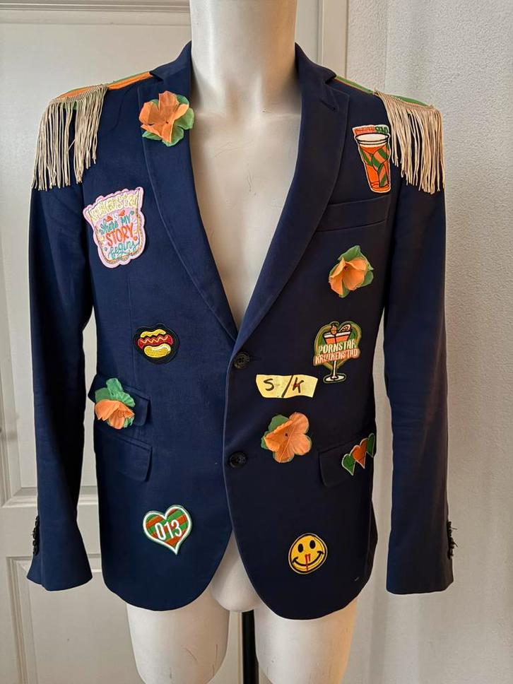 (K) Kruikenstad Colbert/Jas maat S emblemen epauletten, Kleding | Dames, Carnavalskleding en Feestkleding, Zo goed als nieuw, Carnaval