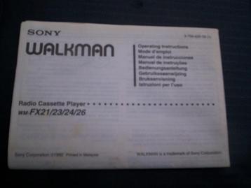 HANDLEIDING Sony Walkman WM-FX21/23/24/26 Radio Cassette '92 beschikbaar voor biedingen