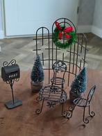 Nostalgische kerstdecoratie, tuinset, brievenbus, hek, bomen, Ophalen of Verzenden, Zo goed als nieuw