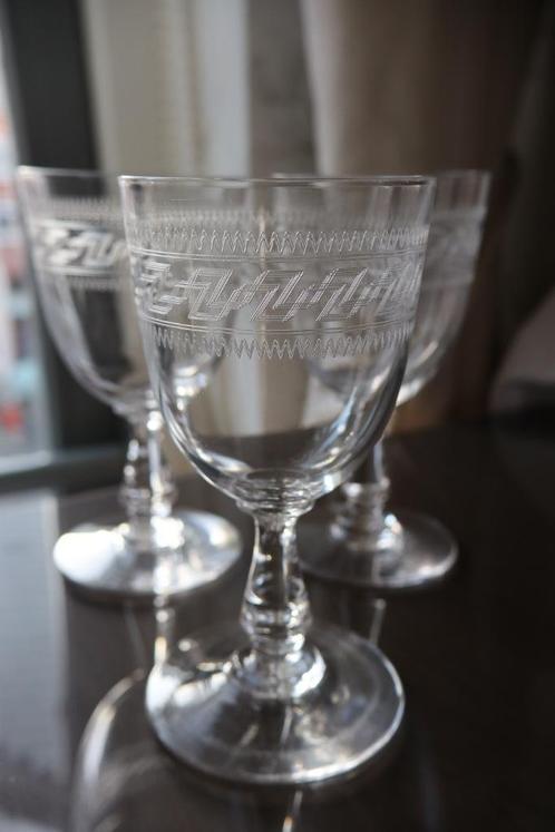 Antieke Baccarat Frankrijk wijnglazen c 1905 set van 3, Antiek en Kunst, Antiek | Glas en Kristal, Ophalen of Verzenden
