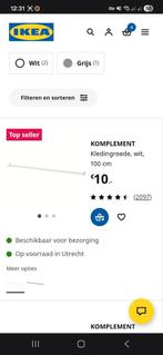 Komplement kledingroede - Nieuw! - Ikea roede - Pax - 100cm, Roede, Nieuw, Minder dan 25 cm, Minder dan 100 cm
