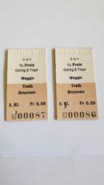 1467 zwitserland 9-7-87 weggis - treib brunnen 2 tickets, Ophalen of Verzenden, Tram, Overige typen