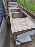 Industriële Spoelbak RVS met Werkblad, Ophalen, Gebruikt, RVS Meubilair