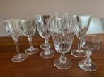 Kristallen glaasjes, 9 stuks, vintage, Glas of Glazen, Gebruikt, Ophalen of Verzenden, Glas