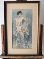 Uniek werk  Harry Maas, mannelijk naakt, aquarel 42 x 66 cm, Ophalen