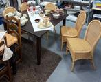5 rotan eetkamerstoelen, rieten stoelen, Huis en Inrichting, Stoelen, Ophalen, Gebruikt, Bruin, Riet of Rotan