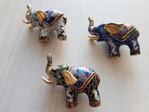 Cloisonne olifantjes 3x, Verzamelen, Beelden en Beeldjes, Zo goed als nieuw, Ophalen of Verzenden