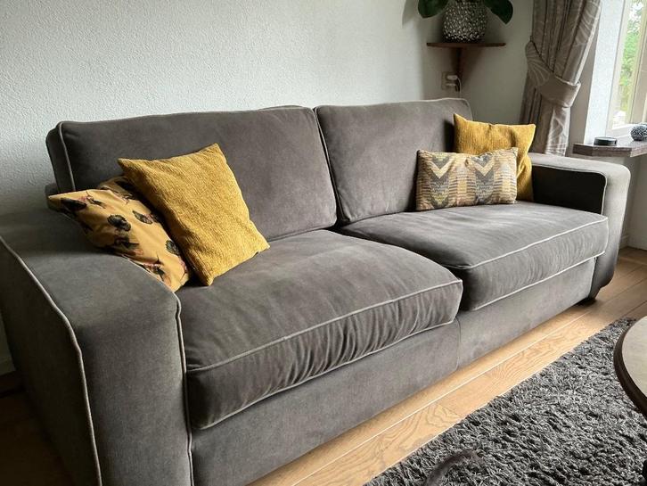 Bank, Huis en Inrichting, Banken | Bankstellen, Gebruikt, Rechte bank, Vierpersoons of meer, 200 tot 250 cm, 100 tot 125 cm, Stof