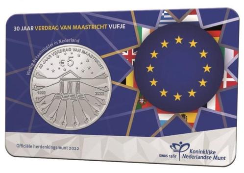 5 Euro Nederland 2022 UNC Coincard - Verdrag van Maastricht, Postzegels en Munten, Munten | Europa | Euromunten, Losse munt, 5 euro
