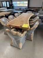 Boomstamtafel Tuinset + 10 Stoelen, Ophalen of Verzenden, Nieuw, Rechthoekig, Hout