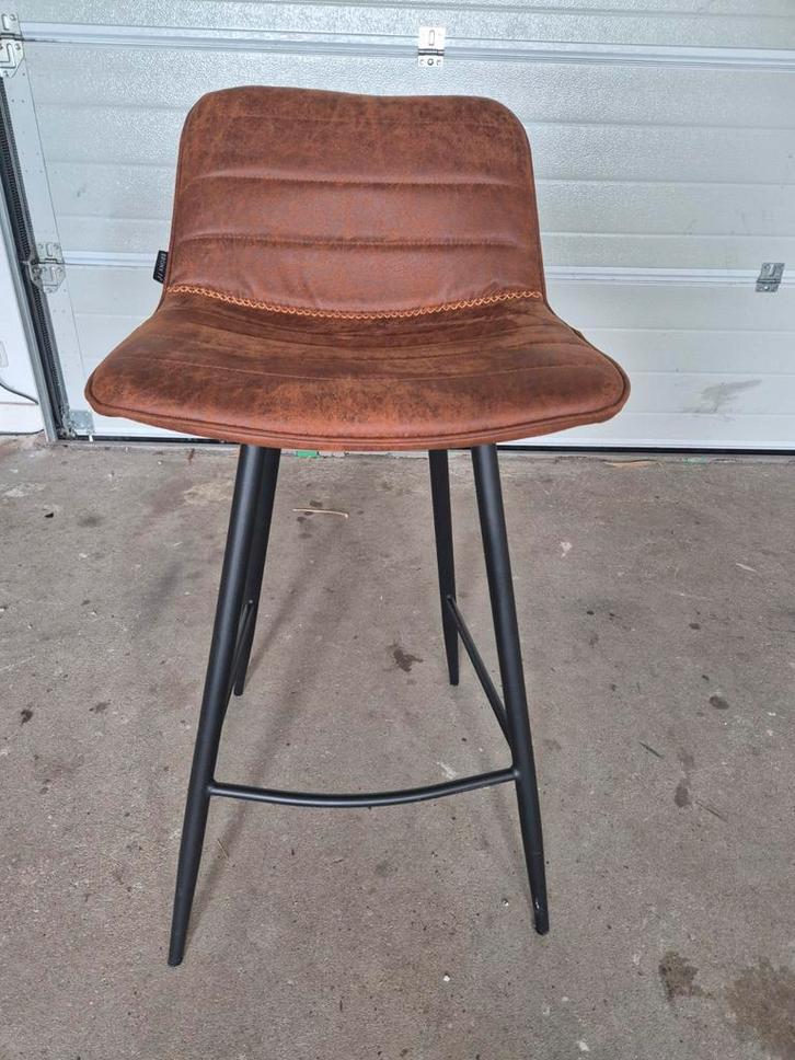 BRONX 71 Industriële Barkrukken - Set van 4, Huis en Inrichting, Barkrukken, Zo goed als nieuw, 60 tot 90 cm, Leer, Metaal, 4 krukken