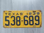 Kentekenplaat 1939 Texas USA Nummerplaat Nummerbord, Verzamelen, Automerken, Motoren en Formule 1, Ophalen of Verzenden, Gebruikt